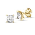 2.00 carats Boucles d'oreilles en or jaune avec diamant princesse solitaire