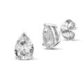 2.00 carats Boucles d'oreilles en or blanc avec diamant solitaire de forme poire