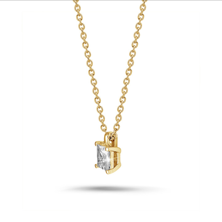 1.00 carat Pendentif solitaire avec diamant princesse en or jaune