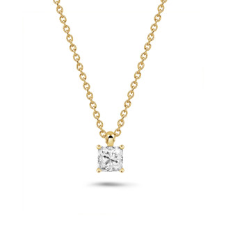 Colliers - 1.00 carat Pendentif solitaire avec diamant princesse en or jaune