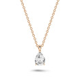 1.00 carat Pendentif solitaire avec diamant de forme poire en or rouge