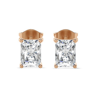 Fancy shape - 2.00 carat Boucles d'oreilles en or rouge avec diamants de taille radiant