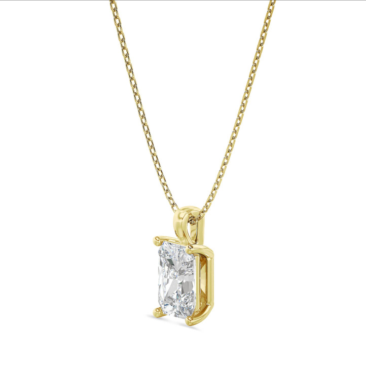 1.00 carat Pendentif solitaire avec diamant de taille radiant en or jaune