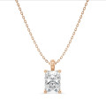 1.00 carat Pendentif solitaire avec diamant de taille radiant en or rouge