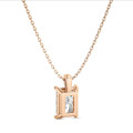 1.00 carat Pendentif solitaire avec diamant de taille radiant en or rouge