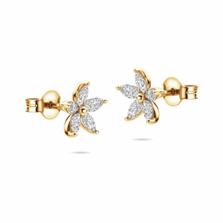 Boucles d'oreilles - Boucles d'oreilles Fleur aux Pétales en Diamants Taille Marquise
