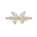 Bague Papillon aux Ailes en Diamants Tailles Marquise et Poire
