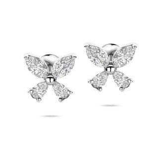 Boucles d'oreilles Papillon aux Ailes en Diamants Tailles Marquise et Poire

