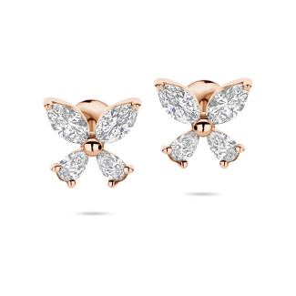 Boucles d'oreilles - Boucles d'oreilles Papillon aux Ailes en Diamants Tailles Marquise et Poire
