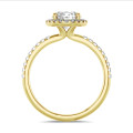 2.00 carat bague solitaire de type auréole en or jaune avec diamants ronds