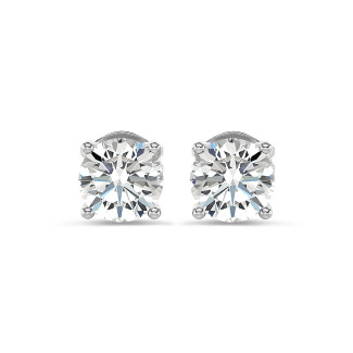 Boucles d'oreilles - 2.00 carats Boucles d'oreilles solitaires en or blanc avec diamants ronds