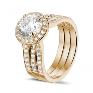 1.50 carats bague solitaire diamant en or rouge avec des diamants sur les côtés