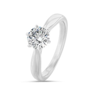 Fiançailles - 1.00 carat bague solitaire diamant en or blanc