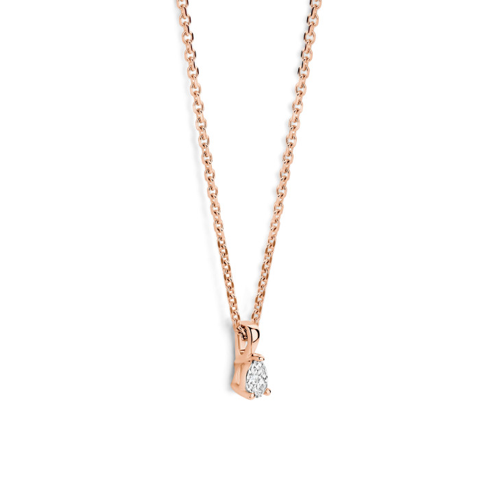 Pendentif solitaire de 0,15 carat avec un diamant taille poire en or rouge