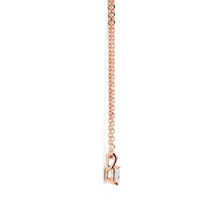 Pendentif solitaire de 0,15 carat avec un diamant taille poire en or rouge