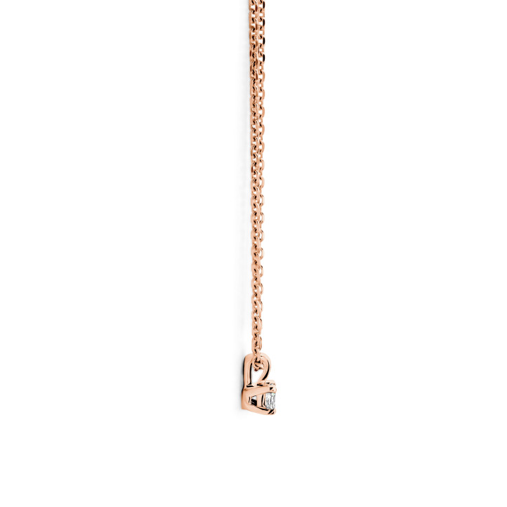 Pendentif solitaire de 0,15 carat avec un diamant taille coussin en or rouge