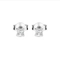 Boucles d'oreilles solitaires de 0,30 carat avec diamants taille Asscher en or blanc