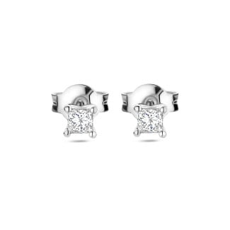 Boucles d'oreilles - 
Boucles d'oreilles solitaires de 0,30 carat avec diamants taille princesse en or blanc