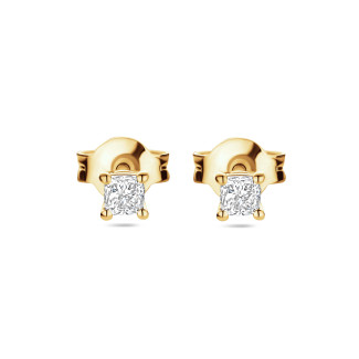 Boucles d'oreilles - Boucles d'oreilles solitaires de 0,30 carat avec diamants taille coussin en or jaune