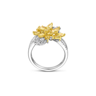 Haute Joaillerie - Unique en son genre – bague cocktail de 2,26 carats en or jaune et blanc