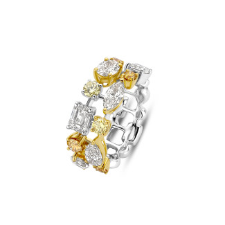 Unique en son genre – bague cocktail de 3,85 carats en or jaune et blanc