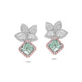 Unique en son genre – boucles d’oreilles en diamant vert de 3,37 carats en or blanc et rouge