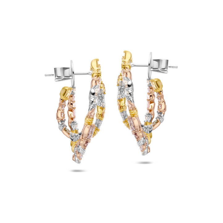 Unique en son genre – boucles d’oreilles double hoop de 9,56 carats en or jaune et blanc