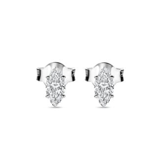 Boucles d'oreilles - Boucles d'oreilles solitaires de 0,30 carat avec diamants taille marquise en or blanc