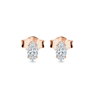 Boucles d'oreilles - Boucles d'oreilles solitaires de 0,30 carat avec diamants taille marquise en or rouge