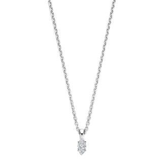 Colliers - Pendentif solitaire de 0,15 carat avec un diamant taille marquise en or blanc