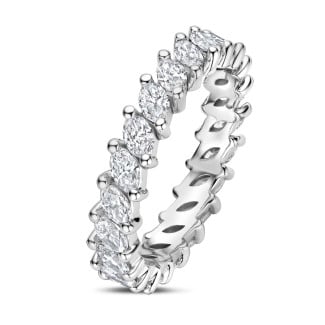 Mariage - 1.75 carat Bague éternité avec diamants marquis en or blanc