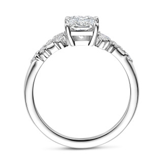 Classics - Bague solitaire en grappe de 1.50 carat en or blanc avec un diamant taille radiant