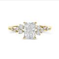 Bague solitaire en or jaune de 1.50 carat avec un diamant taille radiant
