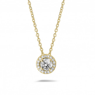 Colliers - 0.50 carat collier auréole en or jaune avec diamants