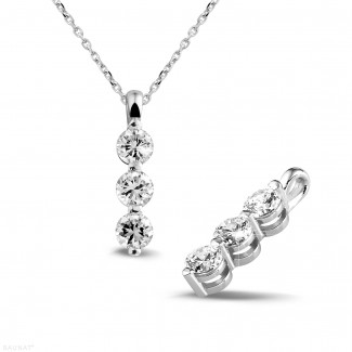 Colliers - 1.00 carat pendentif trilogie en or blanc avec diamants