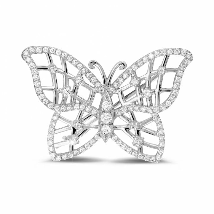 0.90 carat broche design papillon en or blanc avec diamants