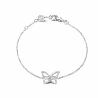 Bracelets - 0.30 carat bracelet papillon design en platine avec diamants