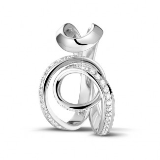 2024 Stock sale - Vente exclusive du stock BAUNAT (Aucun retour sous 30 jours possible) - 0.55 carat bague design en platine et diamants (Disponible en taille 50)