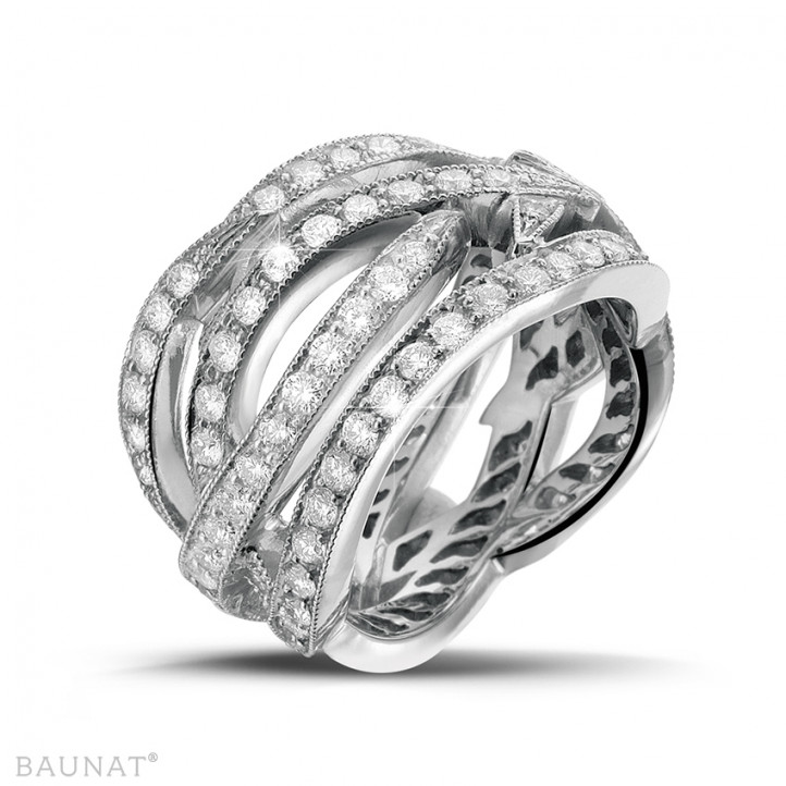2.50 carat bague design en platine et diamants