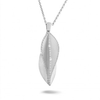 Colliers - Collier pendentif design BAUNAT diamants 0.25 ct et or blanc