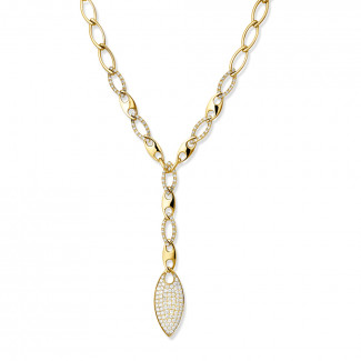 Colliers - Chaîne de collier fine en or jaune avec diamants 1.65 carat