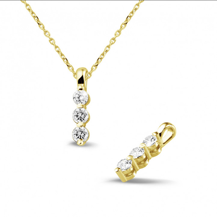 0.30 carat pendentif trilogie en or jaune avec diamants