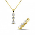 0.75 carat pendentif trilogie en or jaune avec diamants