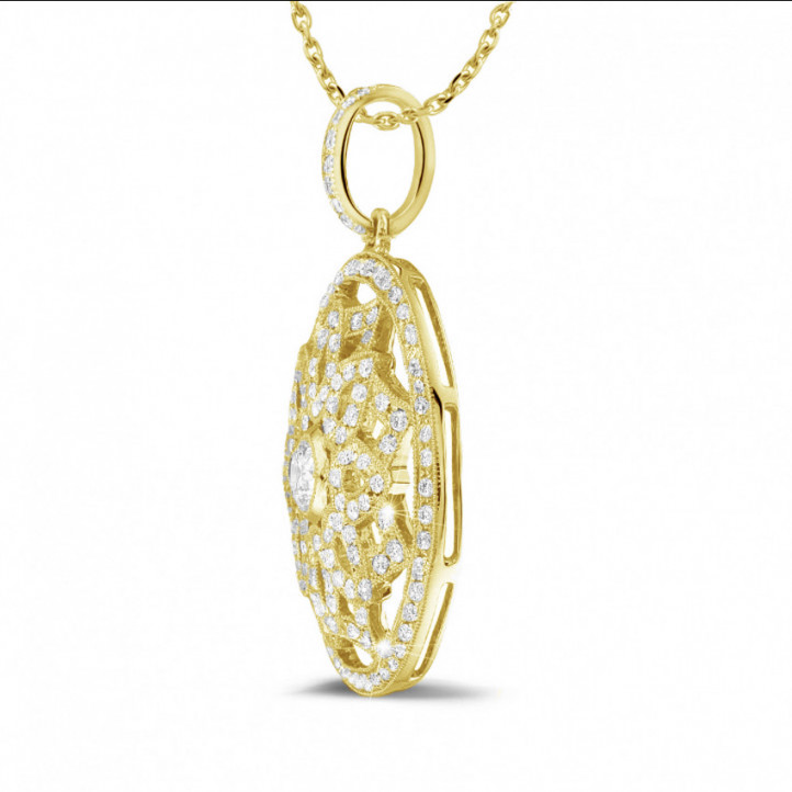 1.10 carat pendentif champ de fleurs en or jaune et diamants