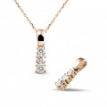 0.45 carat pendentif trilogie en or rouge avec diamants