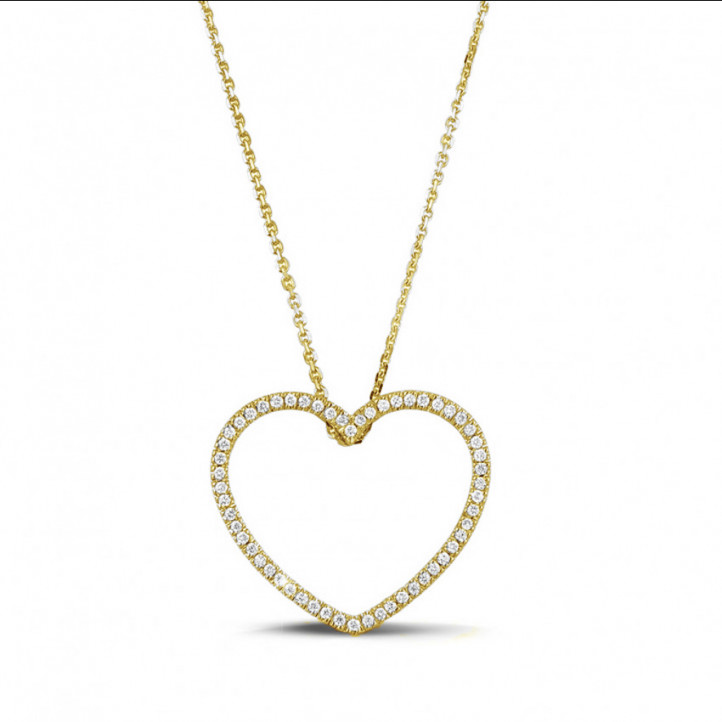 0.75 carat pendentif en forme de coeur en or jaune et diamants