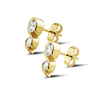 Boucles d'oreilles or brillant - 1.00 carat boucles d’oreilles en or jaune et diamants