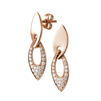 Boucles d'oreilles - 0.27 carat boucles d'oreilles fines en or rouge avec diamants