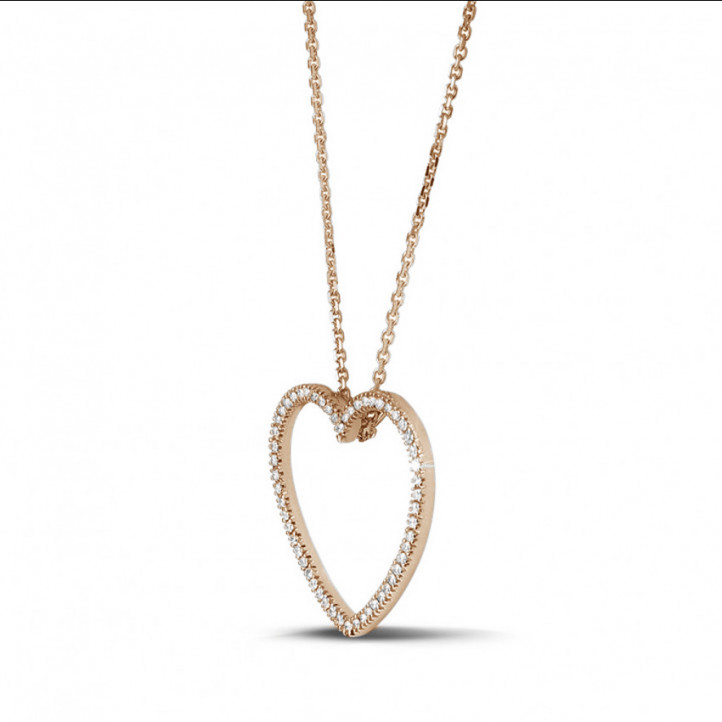 0.75 carat pendentif en forme de coeur en or rouge et diamants