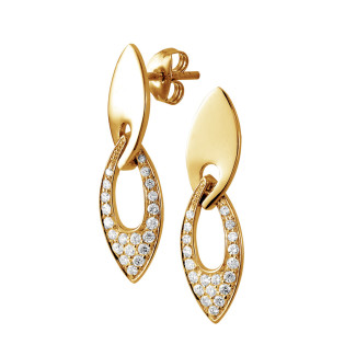 Boucles d'oreilles - 0.27 carat boucles d'oreilles fines en or jaune avec diamants